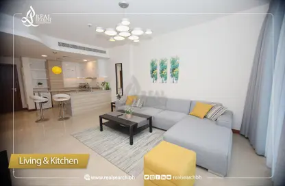 Living / Dining Room image for: Apartment - 1 Bedroom - 2 Bathrooms for rent in The Treasure - Dilmunia Island - Muharraq Governorate, Image 1